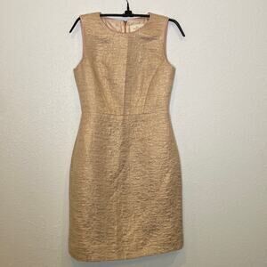 Kate Spade Della All That Glitters Dress Blush/Gold Midi Sheath Metallic Sz 2